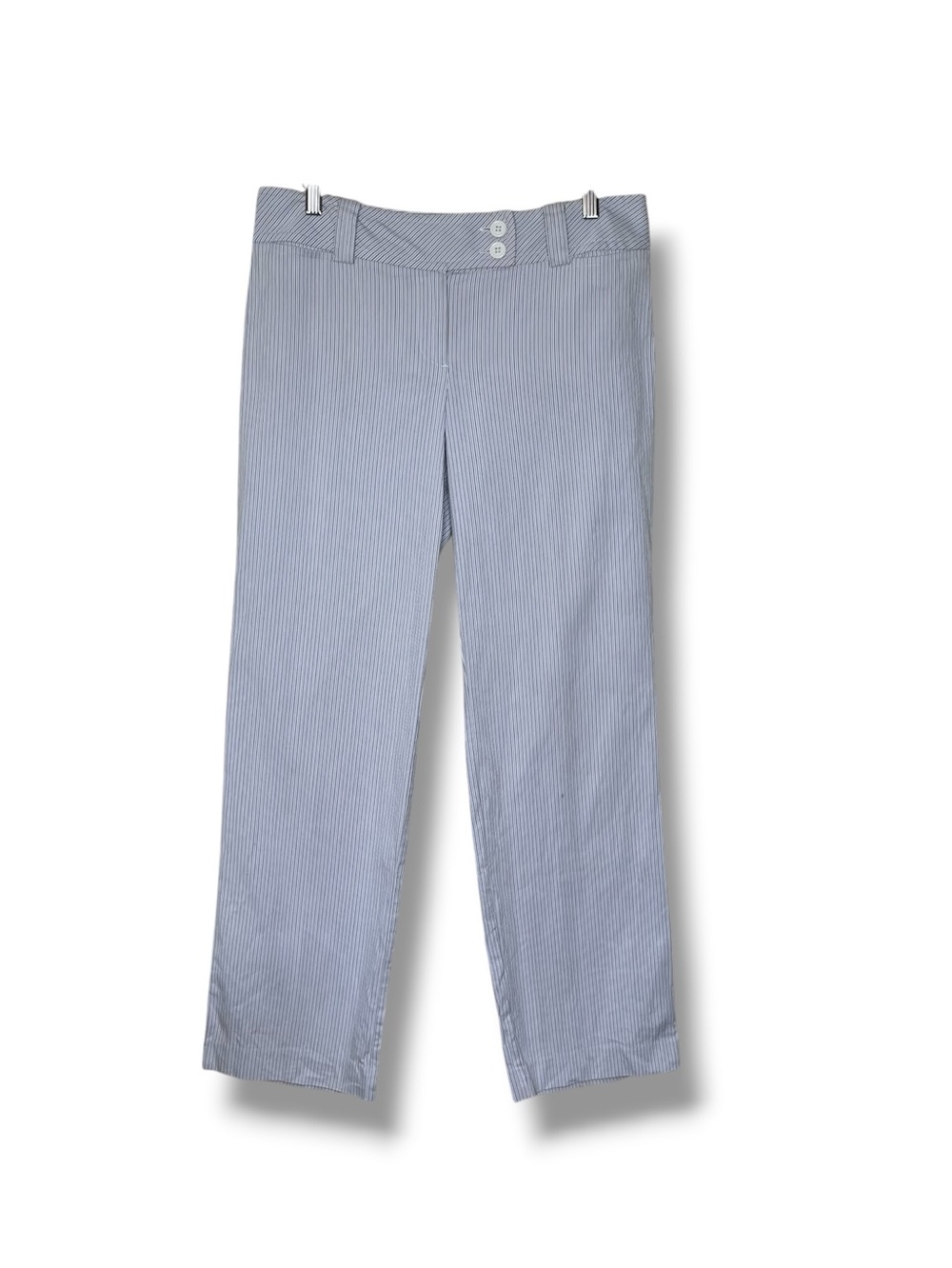 Vintage Ann Taylor Loft Marisa Pants Women 8 Blue Gray White Stripe Straight Leg